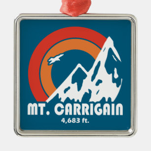 Ornement Carré Argenté Mt. Carrigain New Hampshire Sun Eagle
