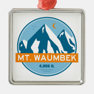 Ornement Carré Argenté Mt. Waumbek New Hampshire Étoiles Lune