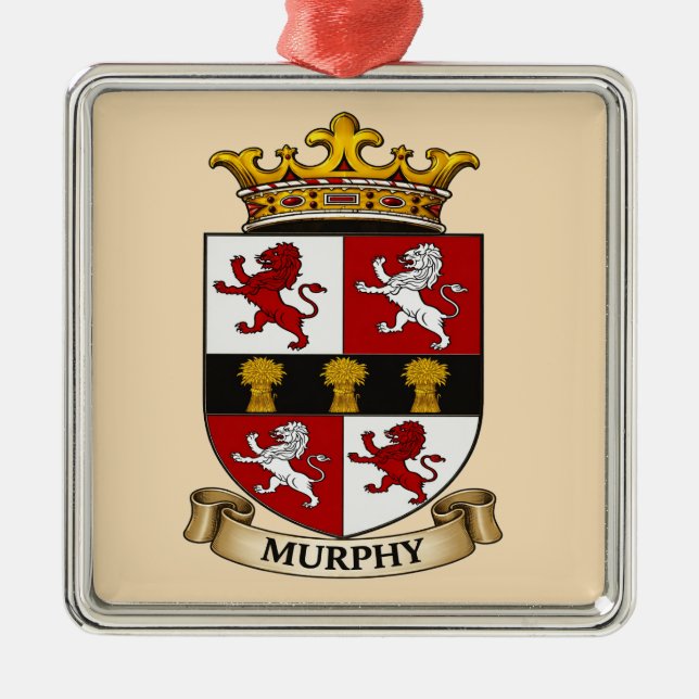Ornement Carré Argenté Murphy Family Coat of Arms Ornament (Devant)