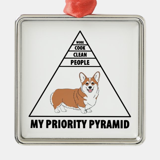 Ornement Carré Argenté My Priority Pyramid Corgi (Devant)