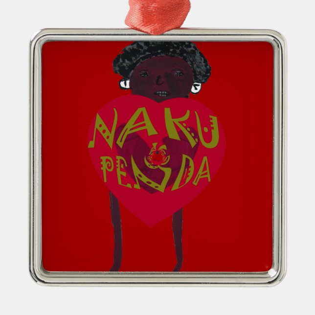 Ornement Carré Argenté Nakupenda Sana Art Print Swahili Design (Devant)