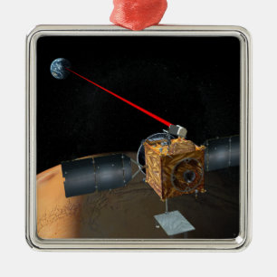 Ornement Carré Argenté Navette spatiale de télécommunication de Mars