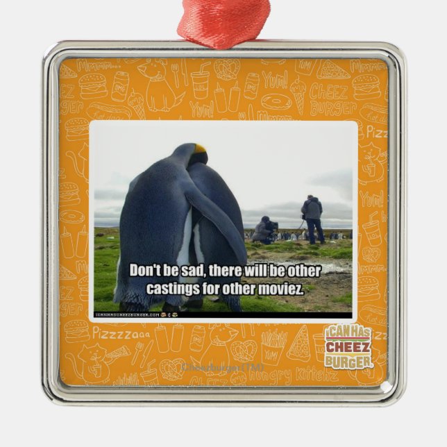 Ornement Carré Argenté Ne sois pas triste (Devant)