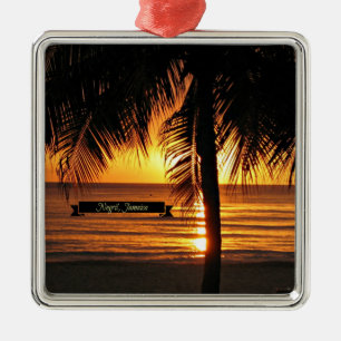 Ornement Carré Argenté Negril, coucher de soleil de Jamaïque