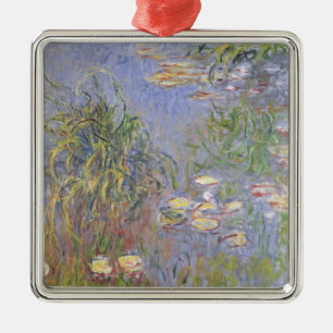 Ornement Carré Argenté Nénuphars de Claude Monet , groupe d'herbe