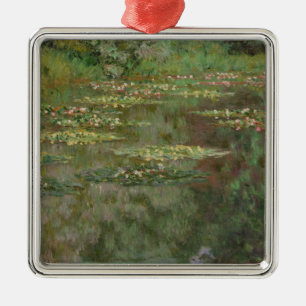 Ornement Carré Argenté Nénuphars de Claude Monet ou l'étang de nénup