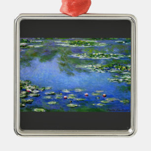 Ornement Carré Argenté Nénuphars par Claude Monet