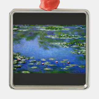 Ornement Carré Argenté Nénuphars par Claude Monet