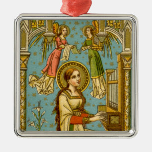 Ornement Carré Argenté NéoGothique Ste Cecilia de Rome (détail; BNG 02)