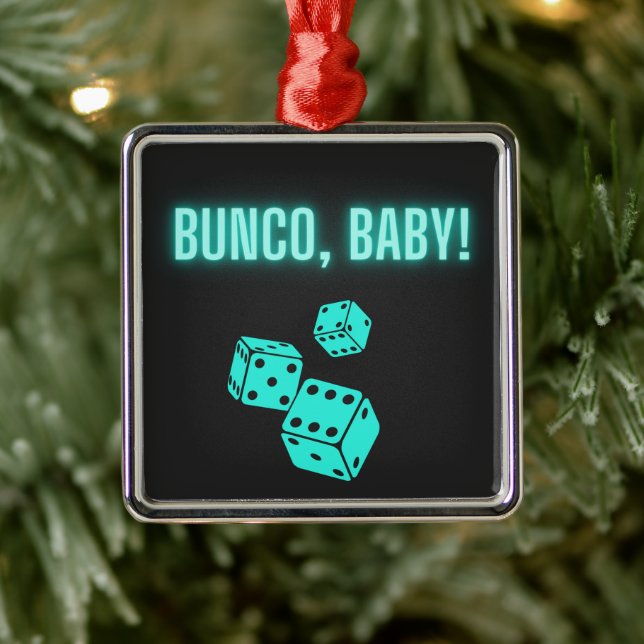 Ornement Carré Argenté Neon Aqua Bunco Baby (Arbre)