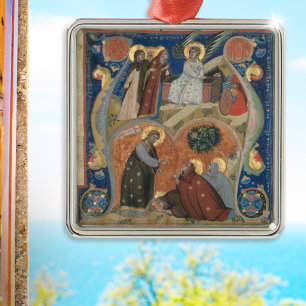 Ornement Carré Argenté Nerius Manuscript Illumination Art italien Pâques