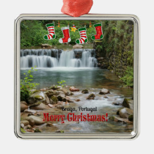 Ornement Carré Argenté Noël, Braga, Portugal