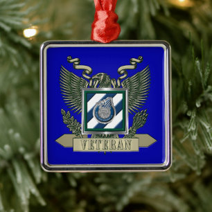 Ornement Carré Argenté Noël de la 3e division d'infanterie ID