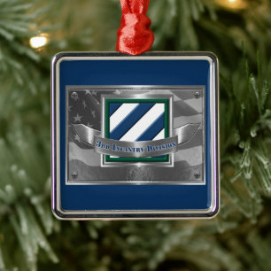 Ornement Carré Argenté Noël de la 3e division d'infanterie ID