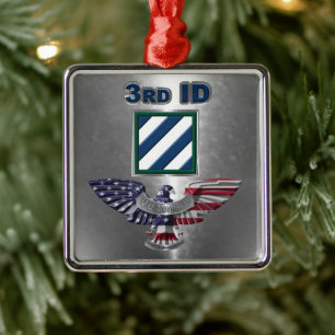 Ornement Carré Argenté Noël de la 3e division d'infanterie ID