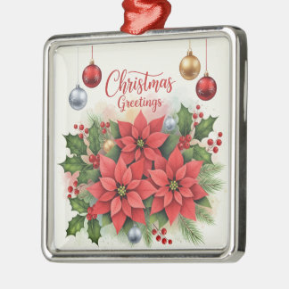 Ornement Carré Argenté Noël, Festive,