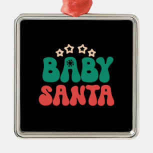 Ornement Carré Argenté Noël Gift Baby Père Noël