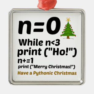 Ornement Carré Argenté Noël pythonique
