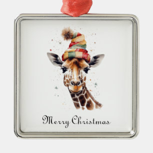 Ornement Carré Argenté Noël Safari Cosy, personnalisé