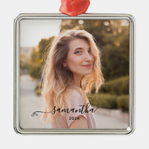 Ornement Carré Argenté Nom de la signature de la boîte de découpe