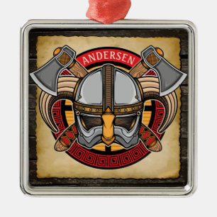 Ornement Carré Argenté Nordic Viking Warrior