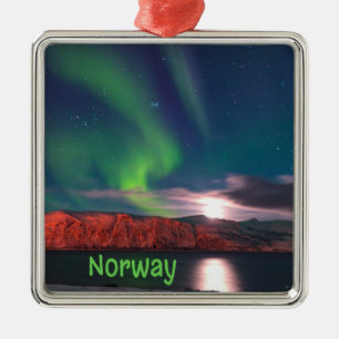 Ornement Carré Argenté Norvège Lumières nordiques scandinaves Falaises 