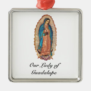 Ornement Carré Argenté Notre-Dame de Guadalupe Tilma d'Art Fin
