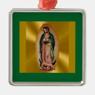 Ornement Carré Argenté Notre Madame d'ornement de Noël de Guadalupe