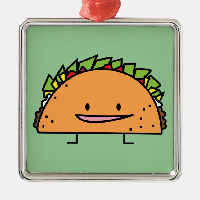 Ornement Carré Argenté Nourriture heureuse de Mexicain de Salsa de viande (Devant)