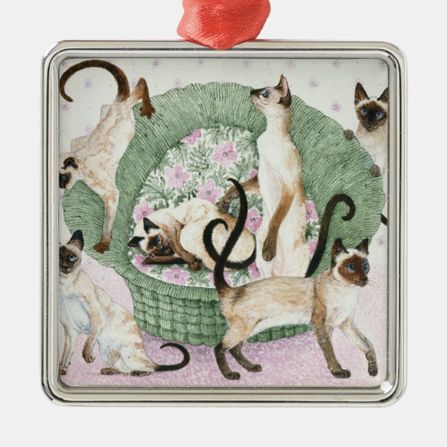 Ornement Carré Argenté Nous sommes siamois si vous svp (Devant)