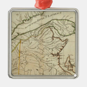 Ornement Carré Argenté Nouvelle carte de la Nouvelle-Écosse et de l'île