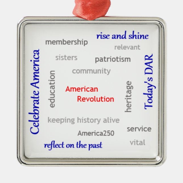 Ornement Carré Argenté Nuage de mot de DAR (Devant)