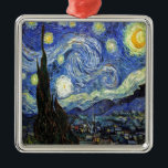 Ornement Carré Argenté Nuit Starry Par Vincent Van Gogh 1889<br><div class="desc">À ma connaissance,  ces images sont du domaine public et sont censées être utilisées sans restriction aux États-Unis. 
 S'il vous plaît contactez-moi si vous découvrez que l'une de ces images n'est pas dans le domaine public.</div>