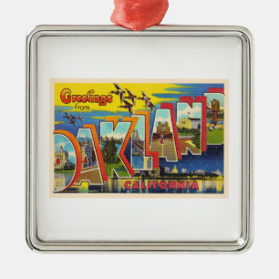 Ornement Carré Argenté Oakland California CA Vintage Grande Lettre Postca