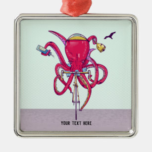 Ornement Carré Argenté Octopus vélo de route