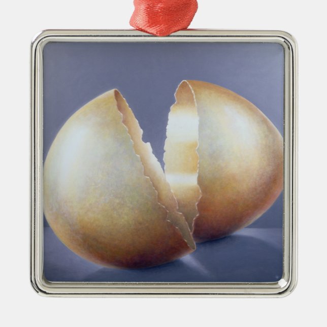 Ornement Carré Argenté Oeuf criqué d'âge du bronze (Devant)