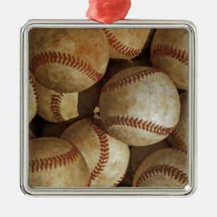 Ornement Carré Argenté Oeuvre tendance de baseball