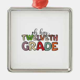 Ornement Carré Argenté Oh Hey Twelveth Grade