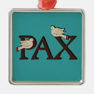 Ornement Carré Argenté Oiseaux d'ornement de Pax (paix)