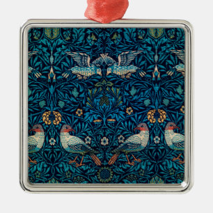 Ornement Carré Argenté Oiseaux (motif floral Vintage) (par William Morris