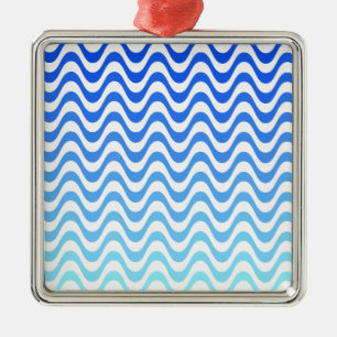Ornement Carré Argenté Ondes bleues dégradantes