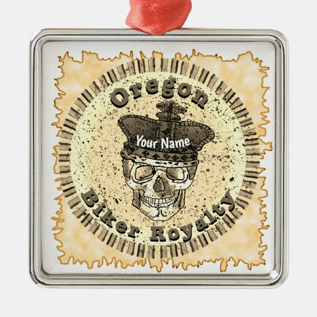 Ornement Carré Argenté Oregon Biker  (Devant)