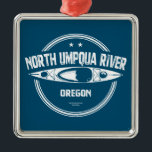 Ornement Carré Argenté Oregon Kayak<br><div class="desc">La rivière Umpqua Nord est un affluent de la rivière Umpqua,  longue d'environ 160 km,  dans le sud-ouest de l'Oregon. Il draine une zone pittoresque et accidentée de la chaîne Cascade au sud-est d'Eugene.</div>