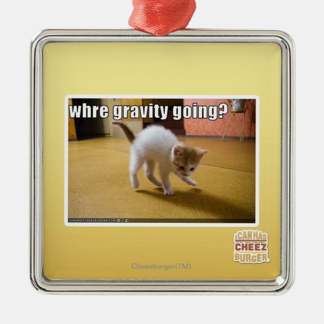 Ornement Carré Argenté Où aller de gravité ? (Devant)