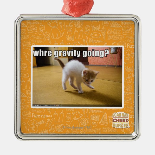 Ornement Carré Argenté Où aller de gravité ? (Devant)