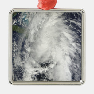 Ornement Carré Argenté Ouragan Tomas