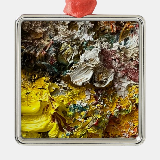 Ornement Carré Argenté Palette d'artiste #1 (Devant)