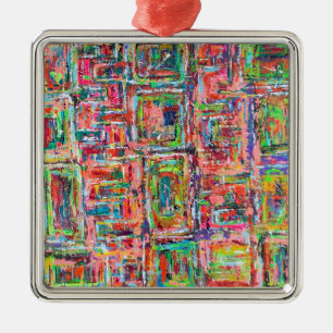 Ornement Carré Argenté Pandora's Box Ornament