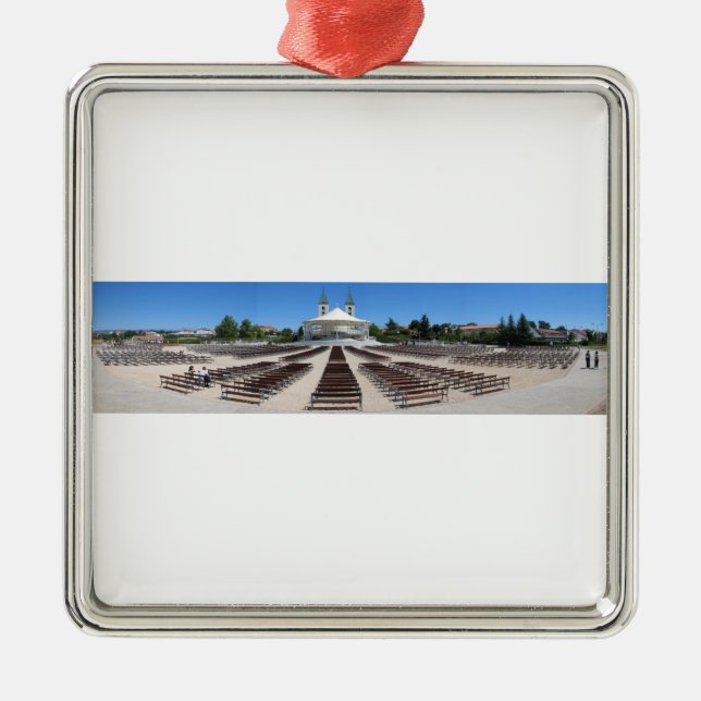 Ornement Carré Argenté panorama de Medjugorje (Devant)