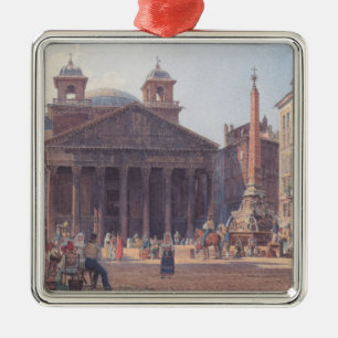 Ornement Carré Argenté Panthéon et Piazza della Rotonda à Rome, Italie